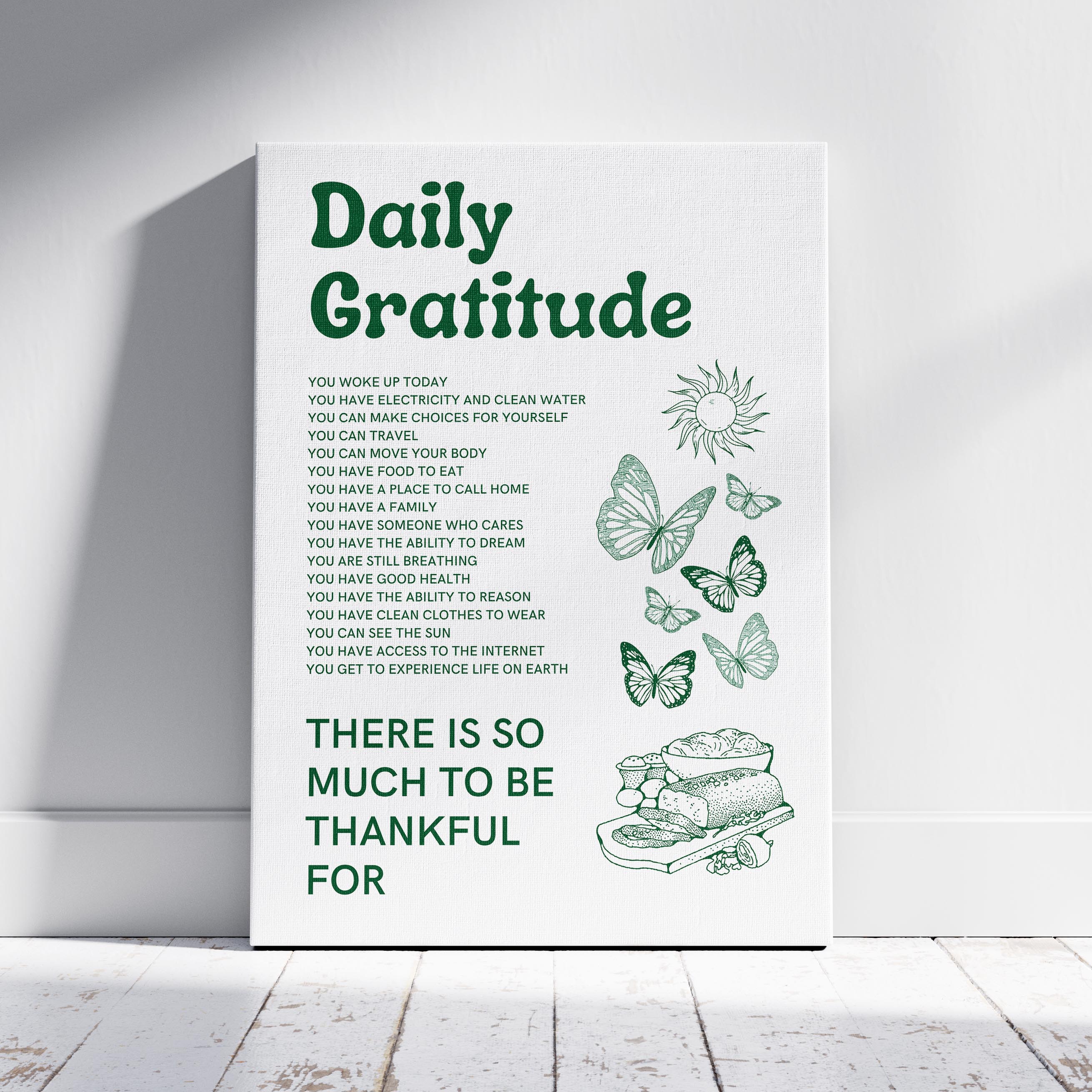 Daily Gratitude Checklist for Life - Framed Canvas Wall Art Print-0